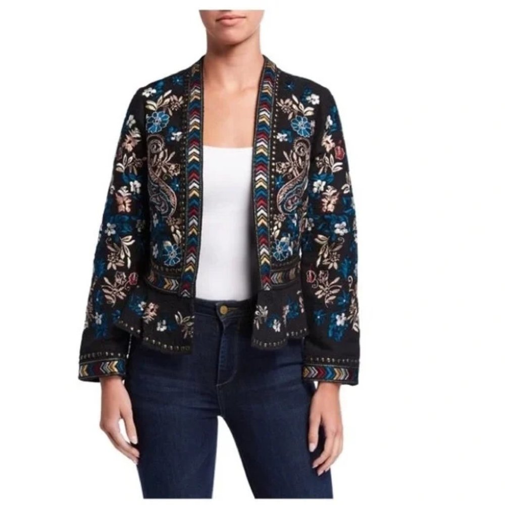 ANTHROPOLOGIE Love Sam Addison Studded Embroidered Jacket